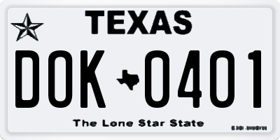 TX license plate DOK0401