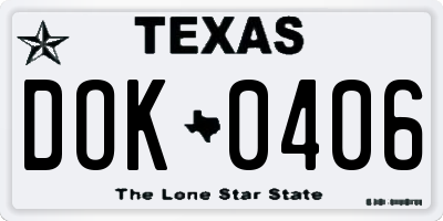 TX license plate DOK0406