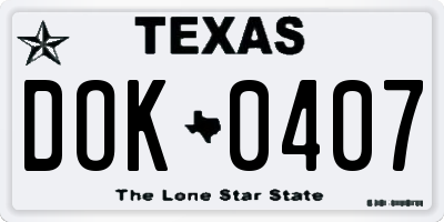 TX license plate DOK0407