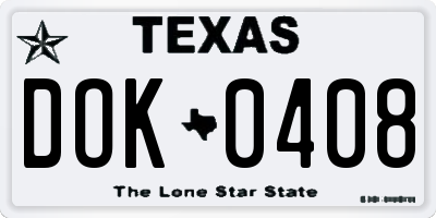 TX license plate DOK0408