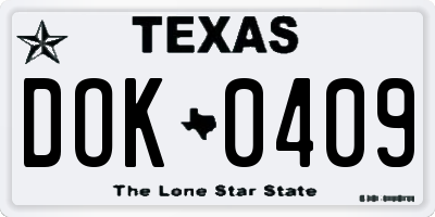 TX license plate DOK0409
