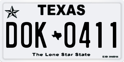 TX license plate DOK0411
