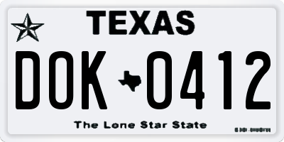 TX license plate DOK0412