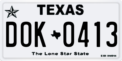 TX license plate DOK0413