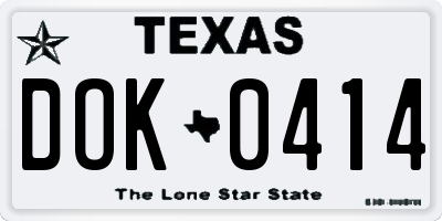 TX license plate DOK0414