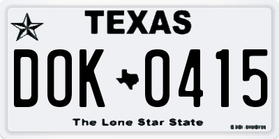 TX license plate DOK0415