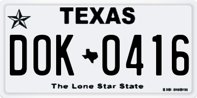 TX license plate DOK0416