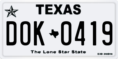 TX license plate DOK0419