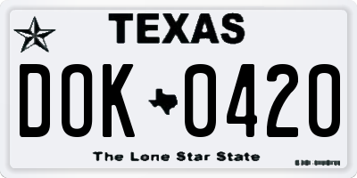 TX license plate DOK0420