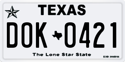 TX license plate DOK0421
