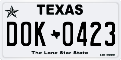 TX license plate DOK0423
