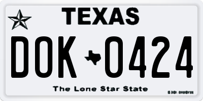 TX license plate DOK0424