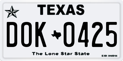 TX license plate DOK0425