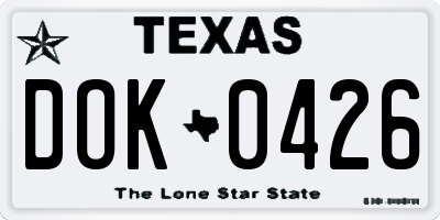 TX license plate DOK0426