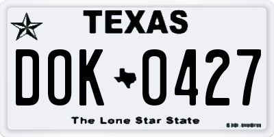 TX license plate DOK0427