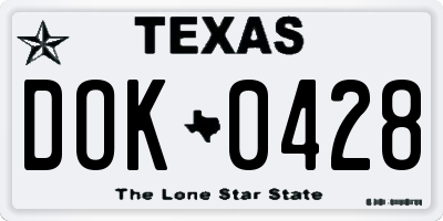 TX license plate DOK0428