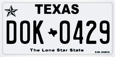 TX license plate DOK0429