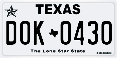 TX license plate DOK0430