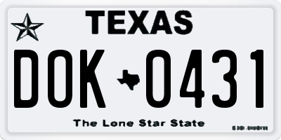 TX license plate DOK0431