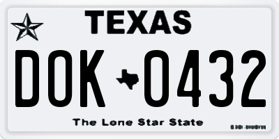 TX license plate DOK0432