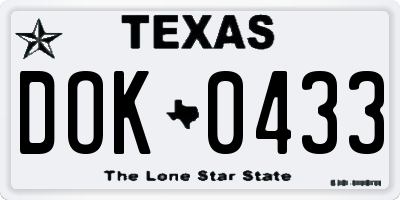 TX license plate DOK0433