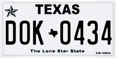 TX license plate DOK0434