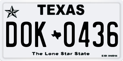 TX license plate DOK0436