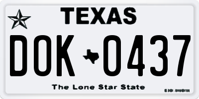 TX license plate DOK0437