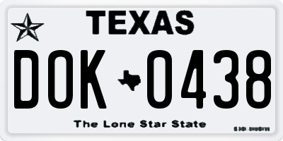 TX license plate DOK0438