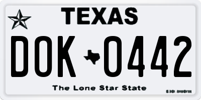TX license plate DOK0442