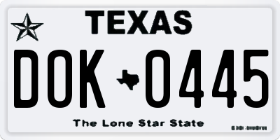 TX license plate DOK0445