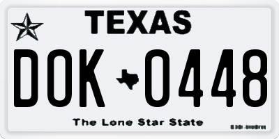 TX license plate DOK0448