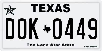 TX license plate DOK0449