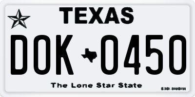 TX license plate DOK0450