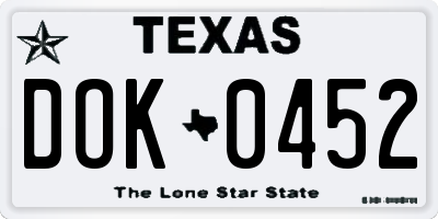 TX license plate DOK0452