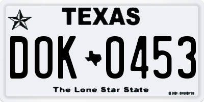 TX license plate DOK0453