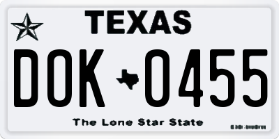 TX license plate DOK0455