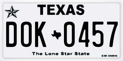 TX license plate DOK0457