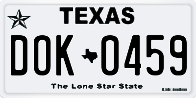 TX license plate DOK0459