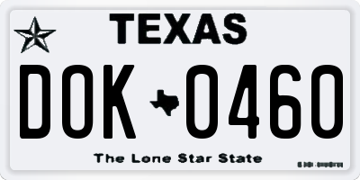 TX license plate DOK0460
