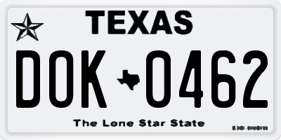TX license plate DOK0462