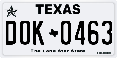 TX license plate DOK0463