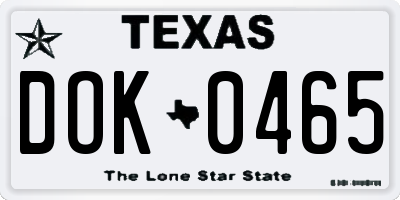 TX license plate DOK0465