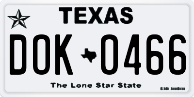 TX license plate DOK0466