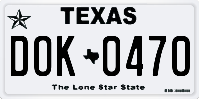 TX license plate DOK0470
