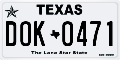 TX license plate DOK0471
