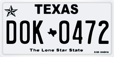 TX license plate DOK0472