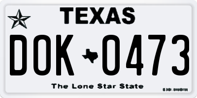 TX license plate DOK0473