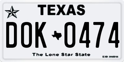TX license plate DOK0474