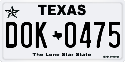 TX license plate DOK0475